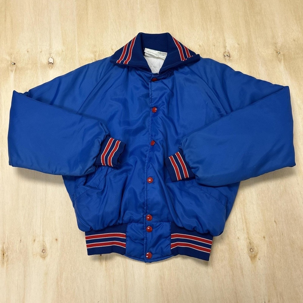 Vintage Holloway Jacket Youth XL Blue Snap Front Varsity USA Made Insulated